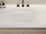 Plan vasque caniveau, sur mesure, Largeur 60 à 200 cm x Profondeur 40 à 60 cm, résine minérale ACRYSTONE® SOLID-SURFACE Finition lisse blanc mate, Livraison Offerte et Rapide.